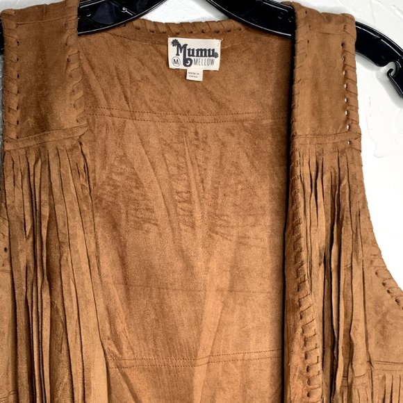 Show Me Your Mumu Wander Fringe Top Foxy Brown Faux Suede - Picture 3 of 7
